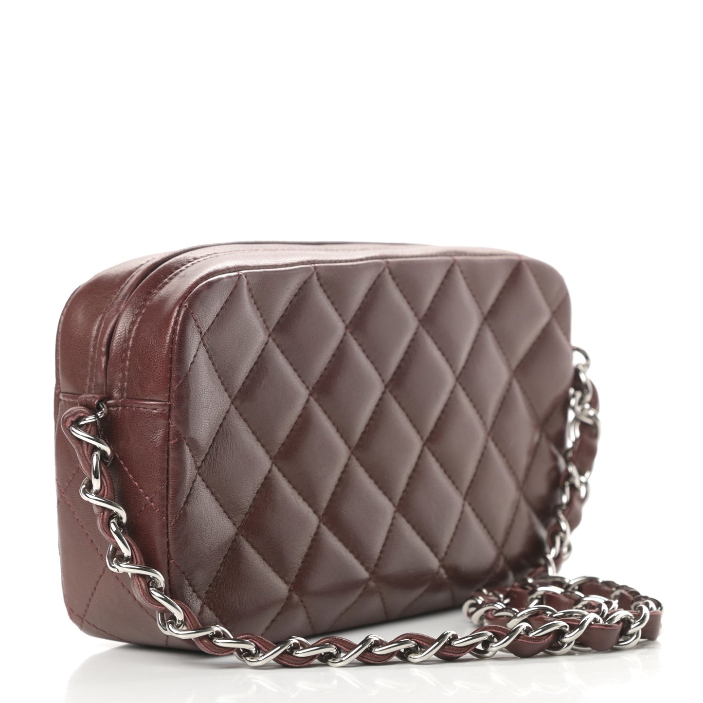 Lambskin Quilted Timeless Camera Case Burgundy