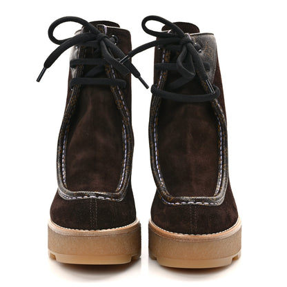 Louis Vuitton Suede Monogram Beaubourg Ankle Boots 39 Marron 2 of 10