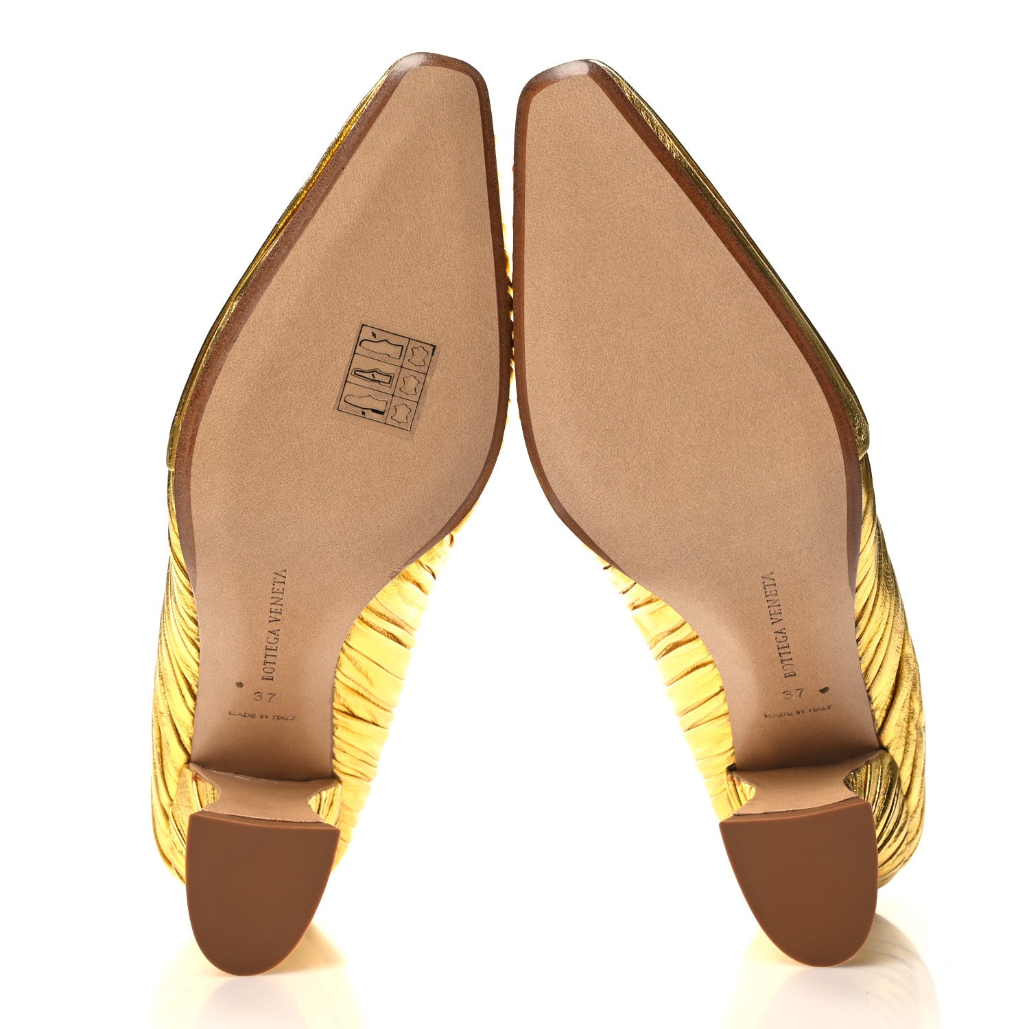 Bottega Veneta Metallic Bark Nappa Almond Pumps 37 Gold 5 of 8