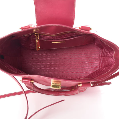 Prada Saffiano Vernice Turn Lock Shopping Tote Peonia 5 of 17