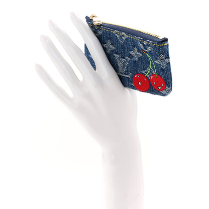 Louis Vuitton LV X TM Monogram Denim Cerises Key Pouch Blue 2 of 7