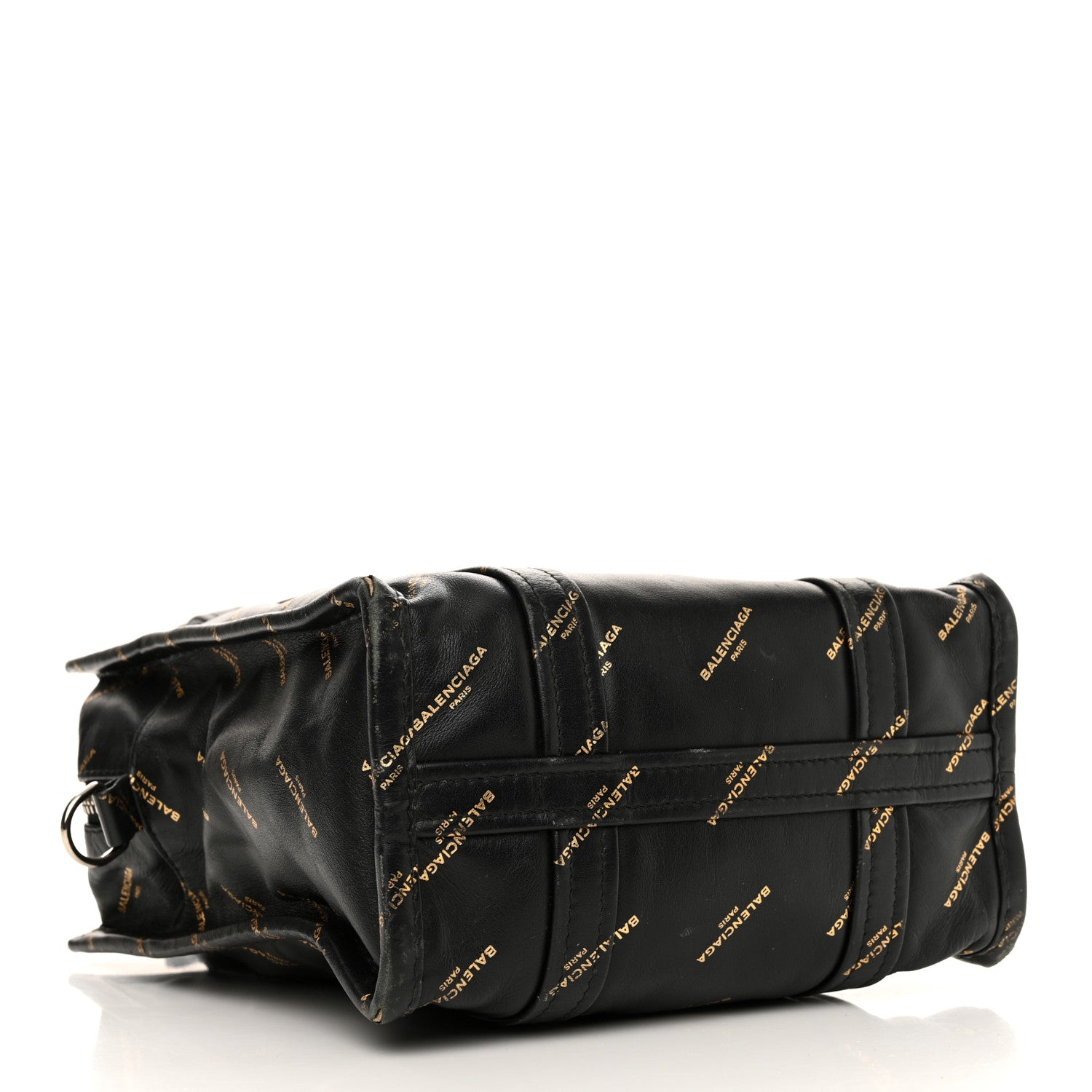 Balenciaga Calfskin Allover Logo XS Bazar Shopper Tote Black Gold 4 of 20