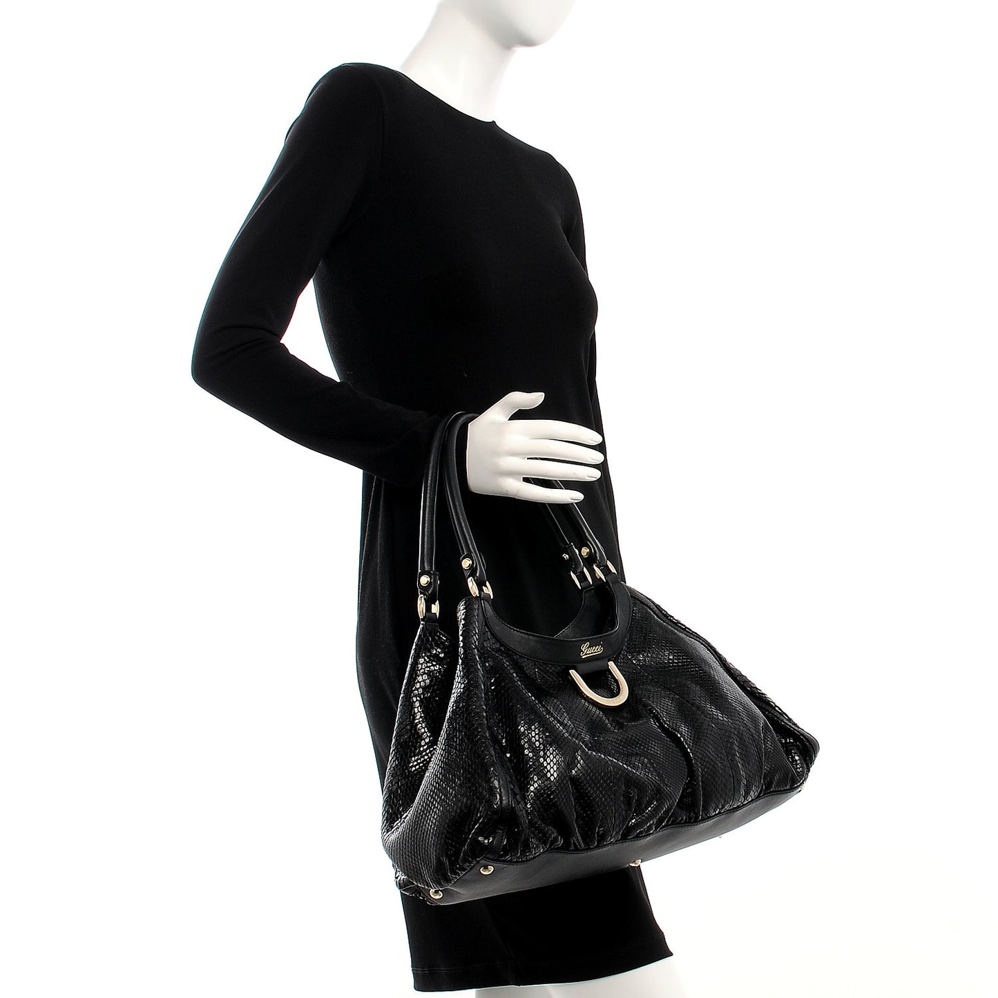 Python Large D Ring Hobo Black