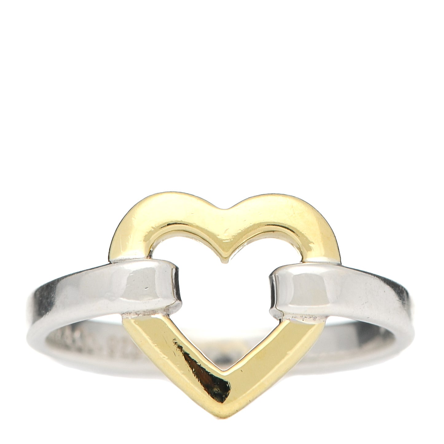 Sterling Silver 18K Yellow Gold Open Heart Ring 49 5