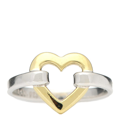 Tiffany Sterling Silver 18K Yellow Gold Open Heart Ring 49 5 1 of 4