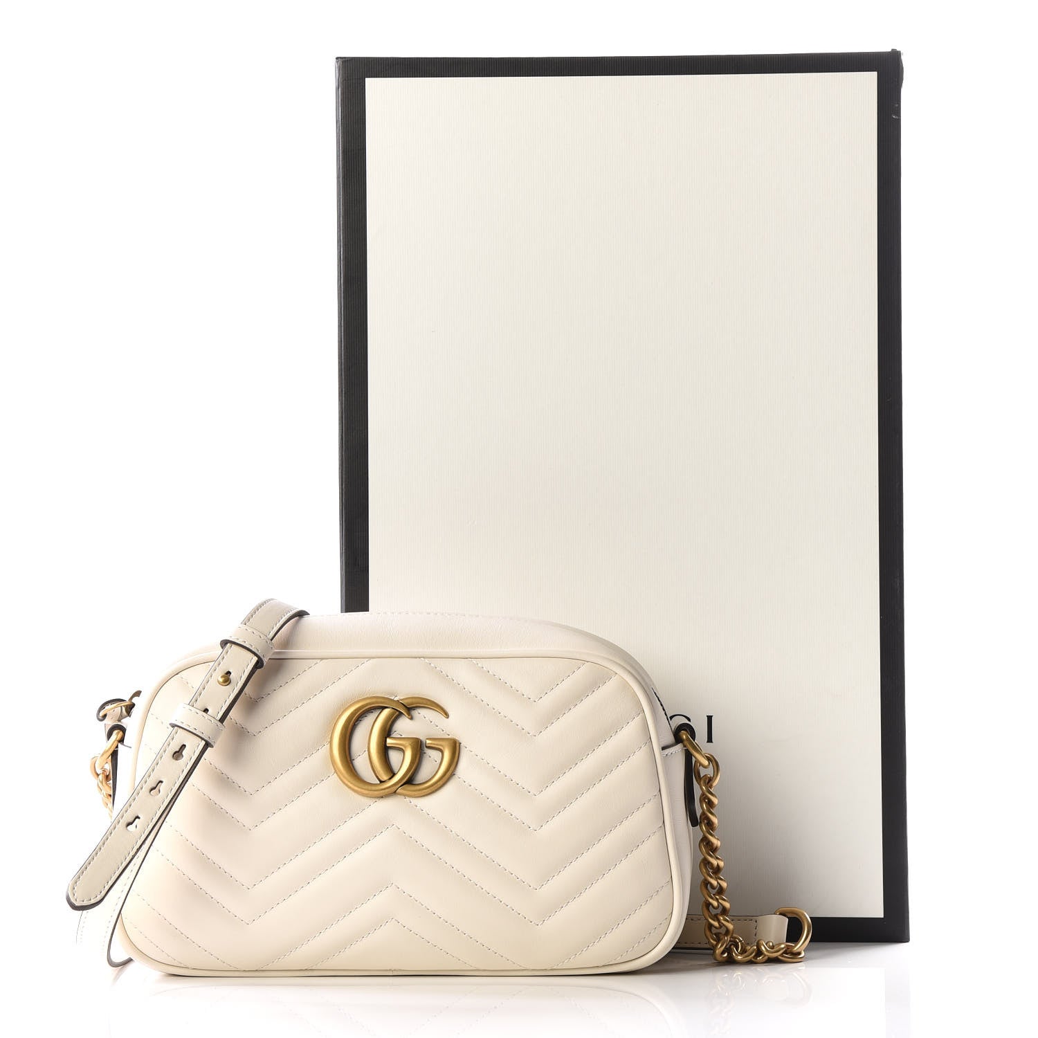 Gucci Calfskin Matelasse Small GG Marmont Chain Shoulder Bag White 11 of 11