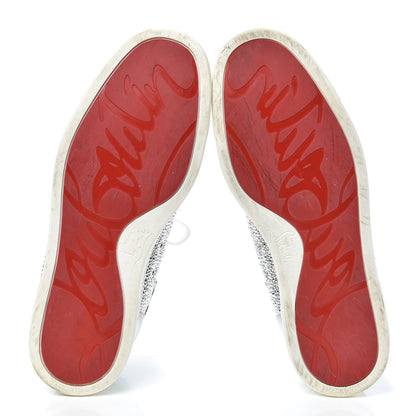 Christian Louboutin Veau Velours Strass Womens Louis Flat Sneakers 38 Silver 7 of 7