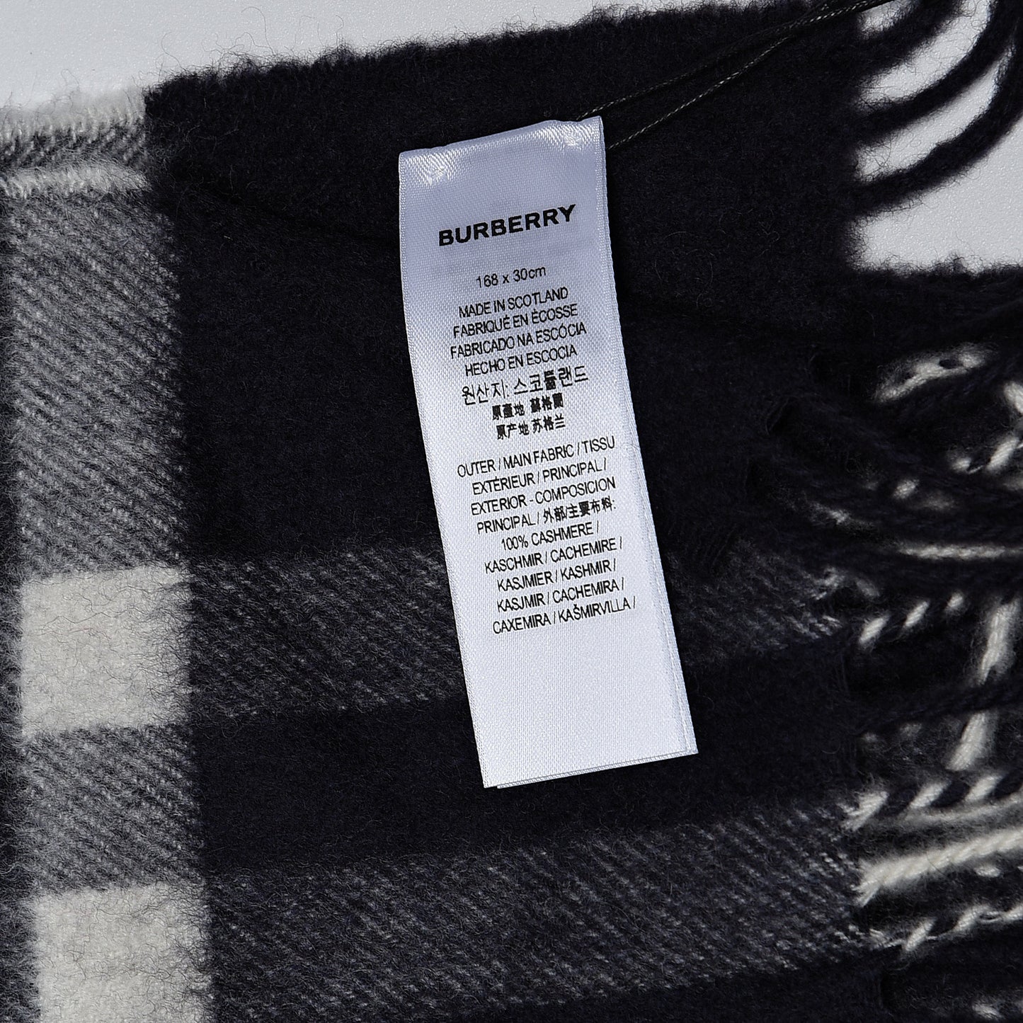 Cashmere Giant Check Scarf Navy