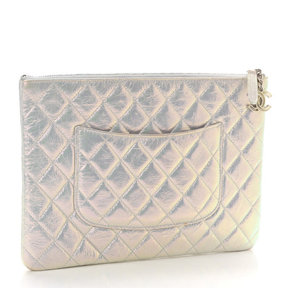 Chanel Iridescent Crumpled Calfskin CC Ripples Medium Cosmetic Case White 4 of 9