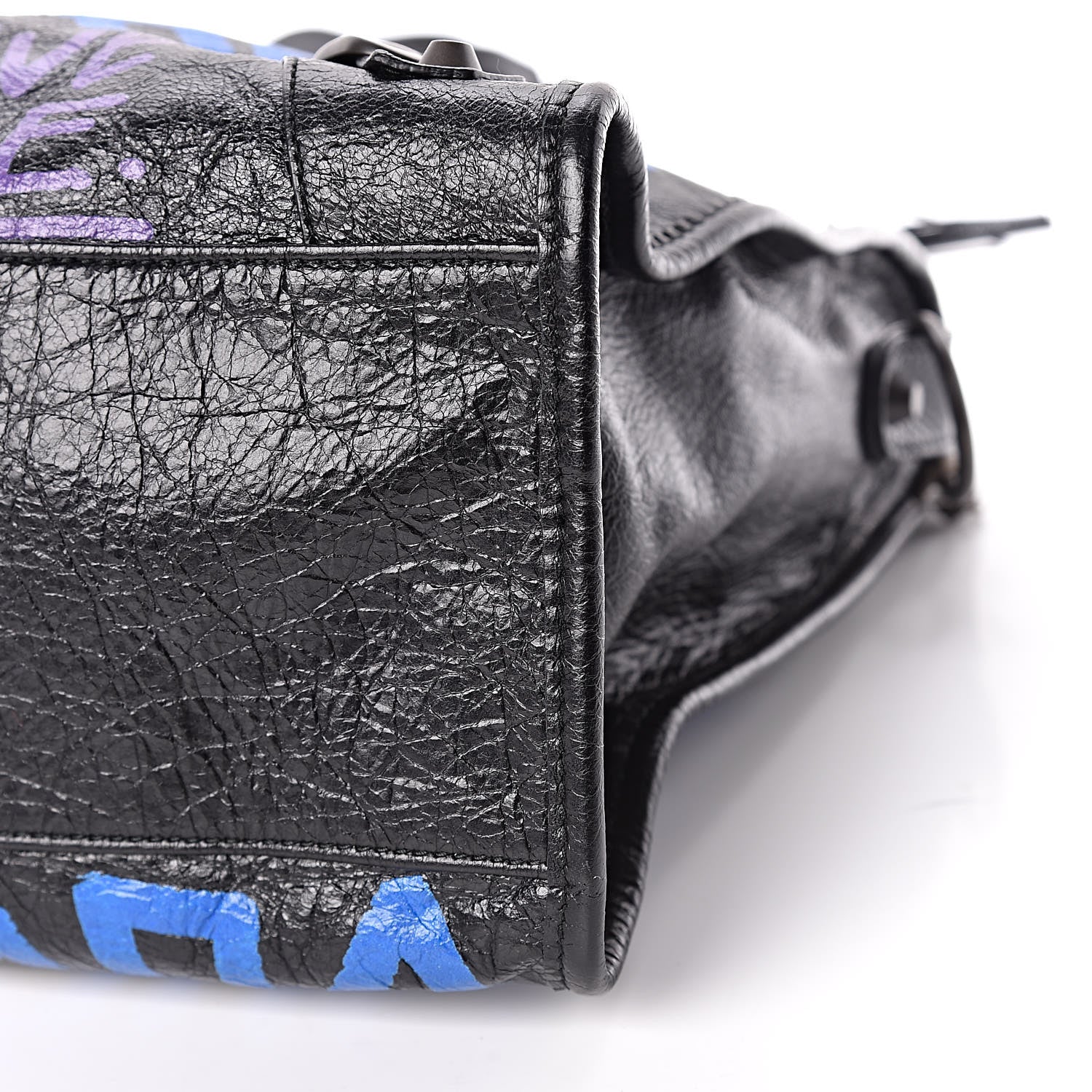 Balenciaga Agneau Arena Graffiti All Over Classic Hardware City Black Bleu Violet 6 of 10