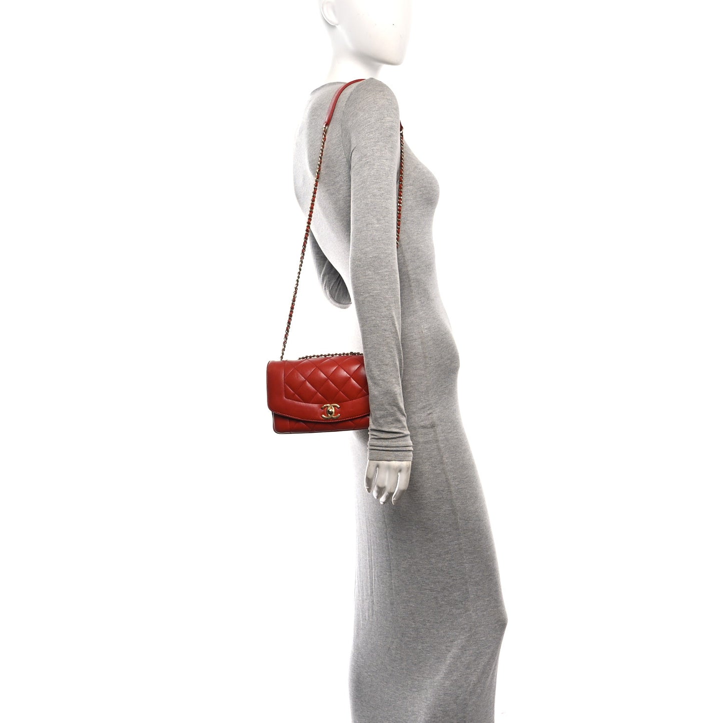 Lambskin Quilted Small Single Flap Red