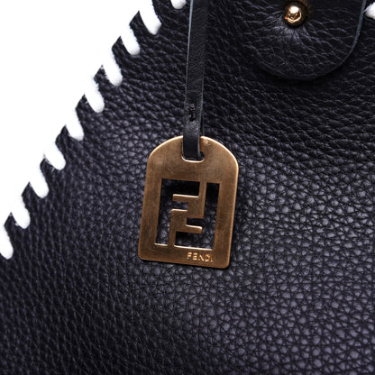 Fendi Grained Calfskin Large Devil Trapezio Tote Black 11 of 11