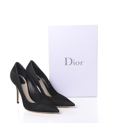 Christian Dior Suede Mesh Cherie Pointy Toe 100mm Pumps 39 Black 10 of 10
