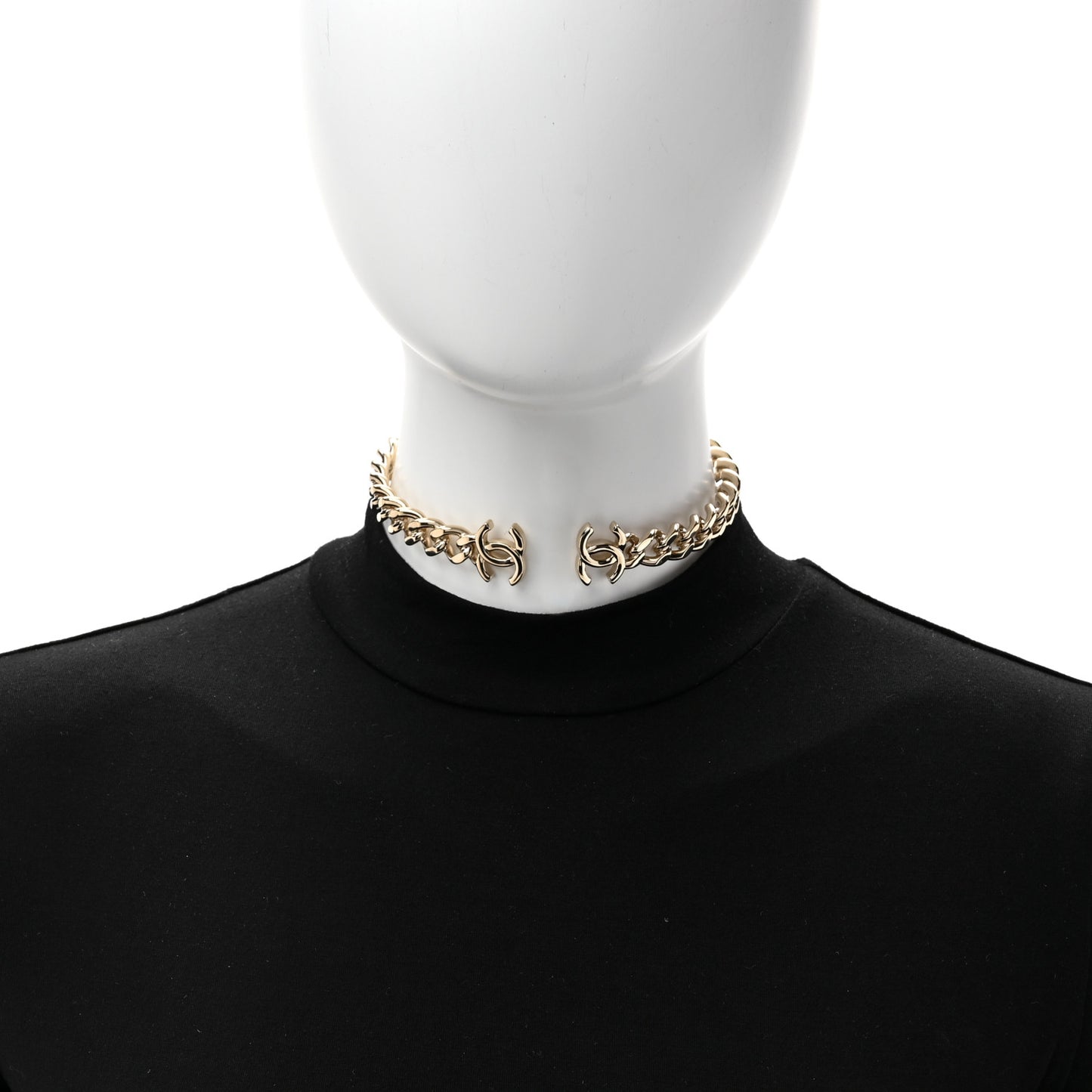 Metal CC Chain Link Choker Necklace L Gold