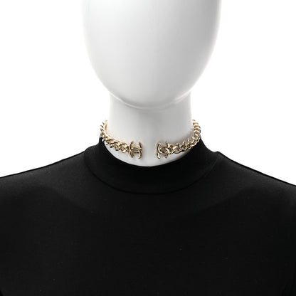 Chanel Metal CC Chain Link Choker Necklace L Gold 2 of 4