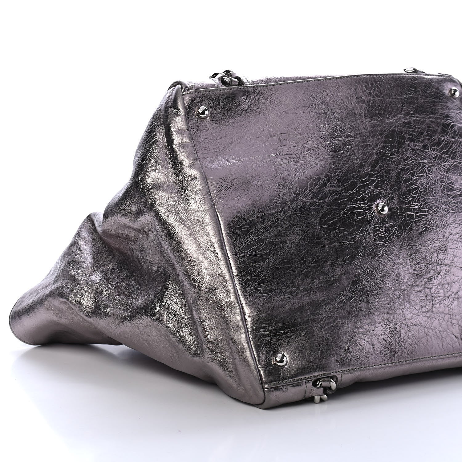Chanel Metallic Cracked Calfskin Modern Chain Tote Dark Silver 8 of 9