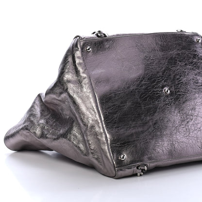 Chanel Metallic Cracked Calfskin Modern Chain Tote Dark Silver 8 of 9
