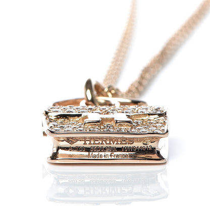 Hermes 18K Rose Gold Diamond Constance Amulette Pendant Necklace 6 of 7