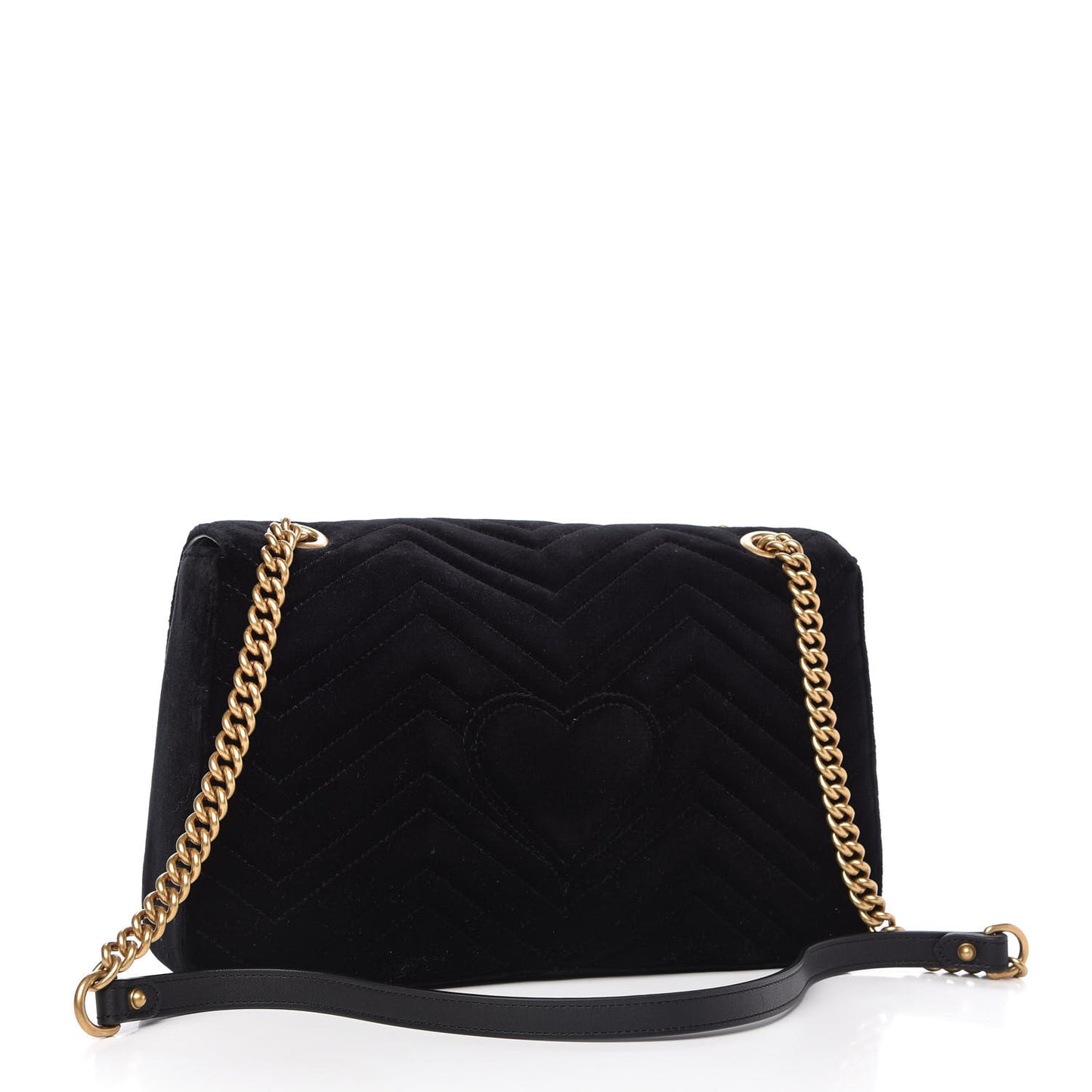 Velvet Matelasse Loved Embroidered Medium GG Marmont Shoulder Bag Black
