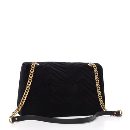 Gucci Velvet Matelasse Loved Embroidered Medium GG Marmont Shoulder Bag Black 3 of 10