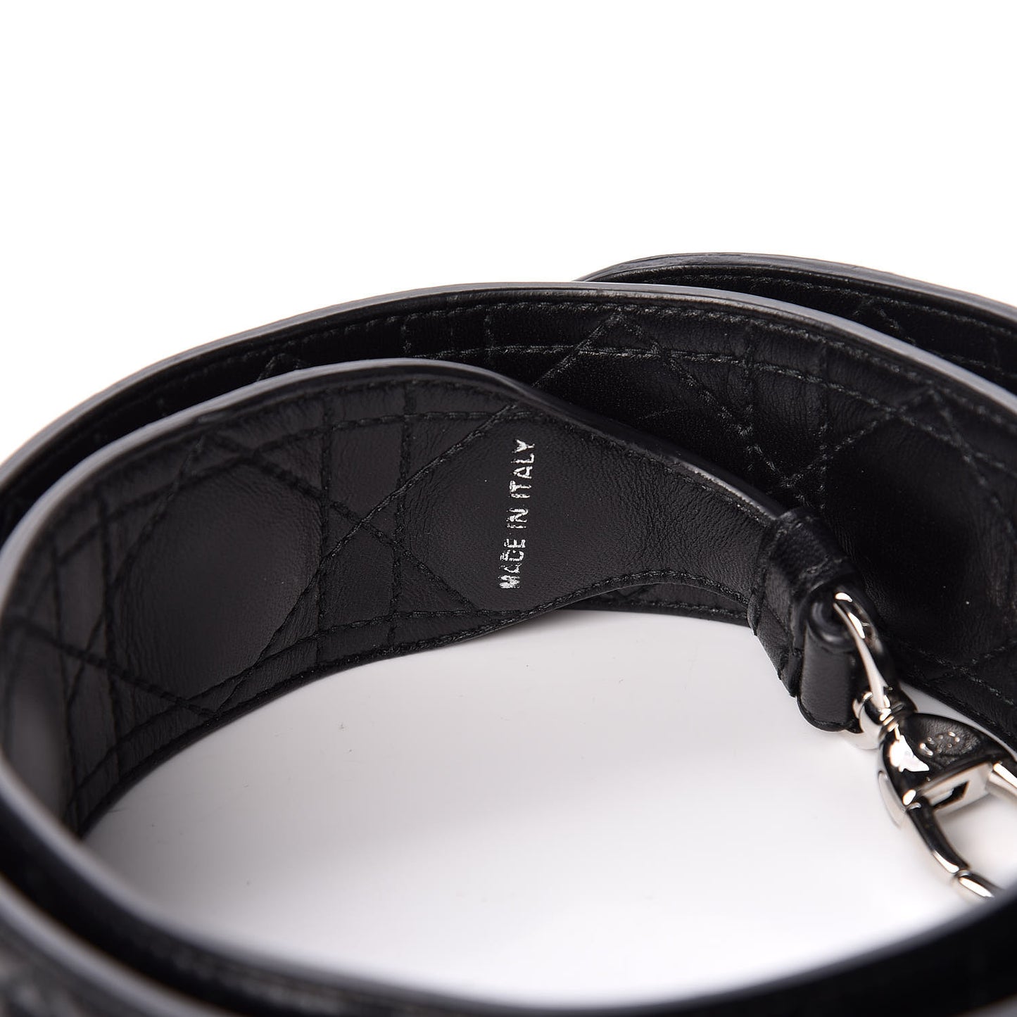 Lambskin Cannage Shoulder Strap Black