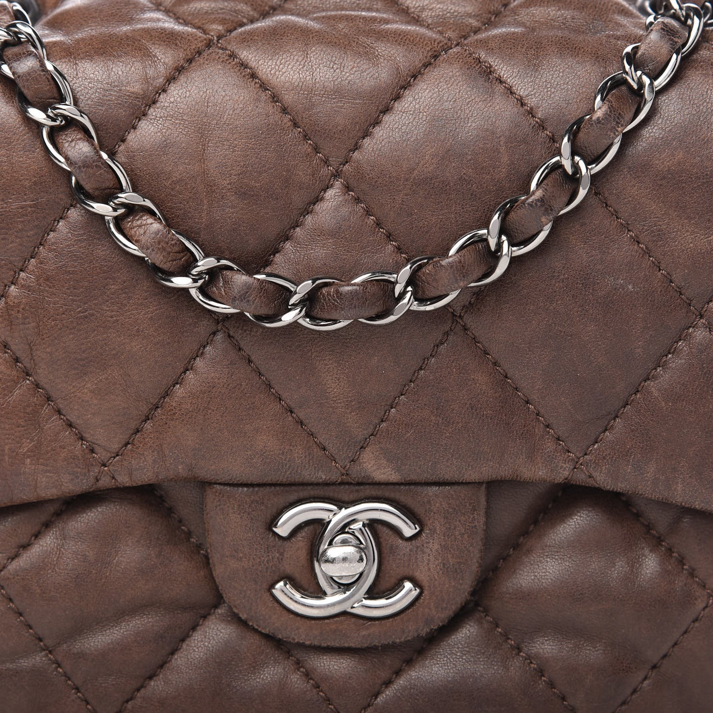 Lambskin Quilted Mini Chanel 3 Flap Brown