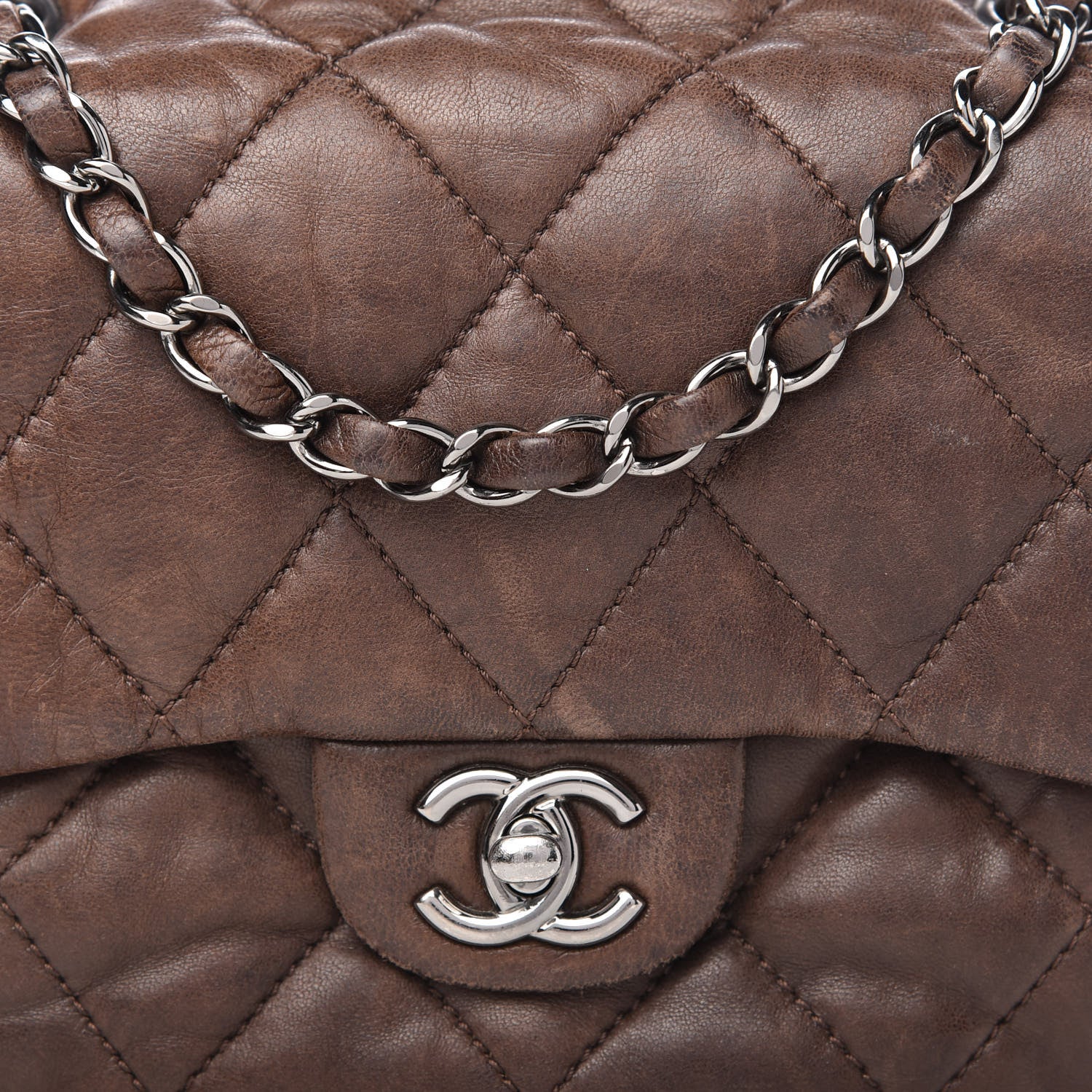 Chanel Lambskin Quilted Mini Chanel 3 Flap Brown 10 of 10