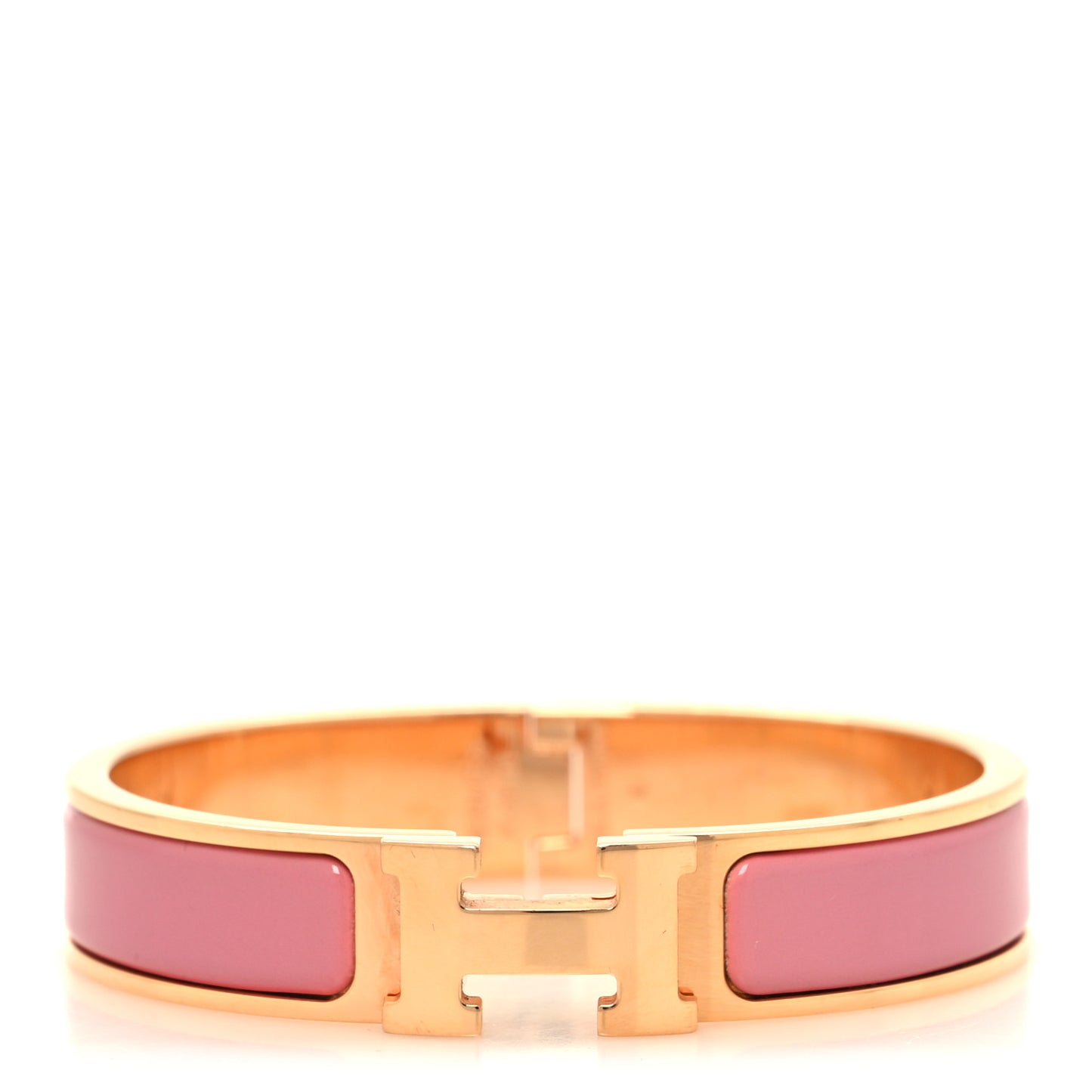 Enamel Narrow Clic Clac H Bracelet PM Rose Nacarat
