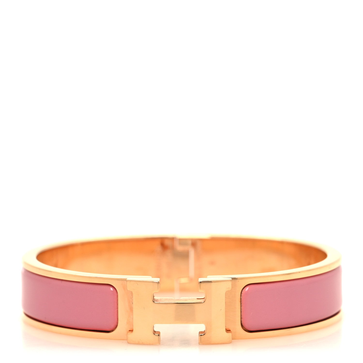 Hermes Enamel Narrow Clic Clac H Bracelet PM Rose Nacarat 1 of 5