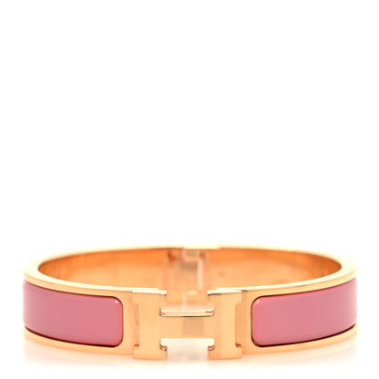 Hermes Enamel Narrow Clic Clac H Bracelet PM Rose Nacarat 1 of 5