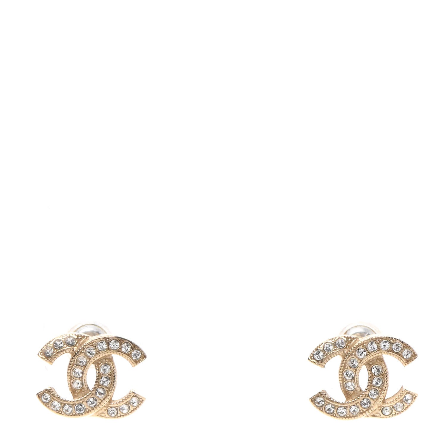 Chanel Crystal Timeless CC Earrings Light Gold 1 of 4
