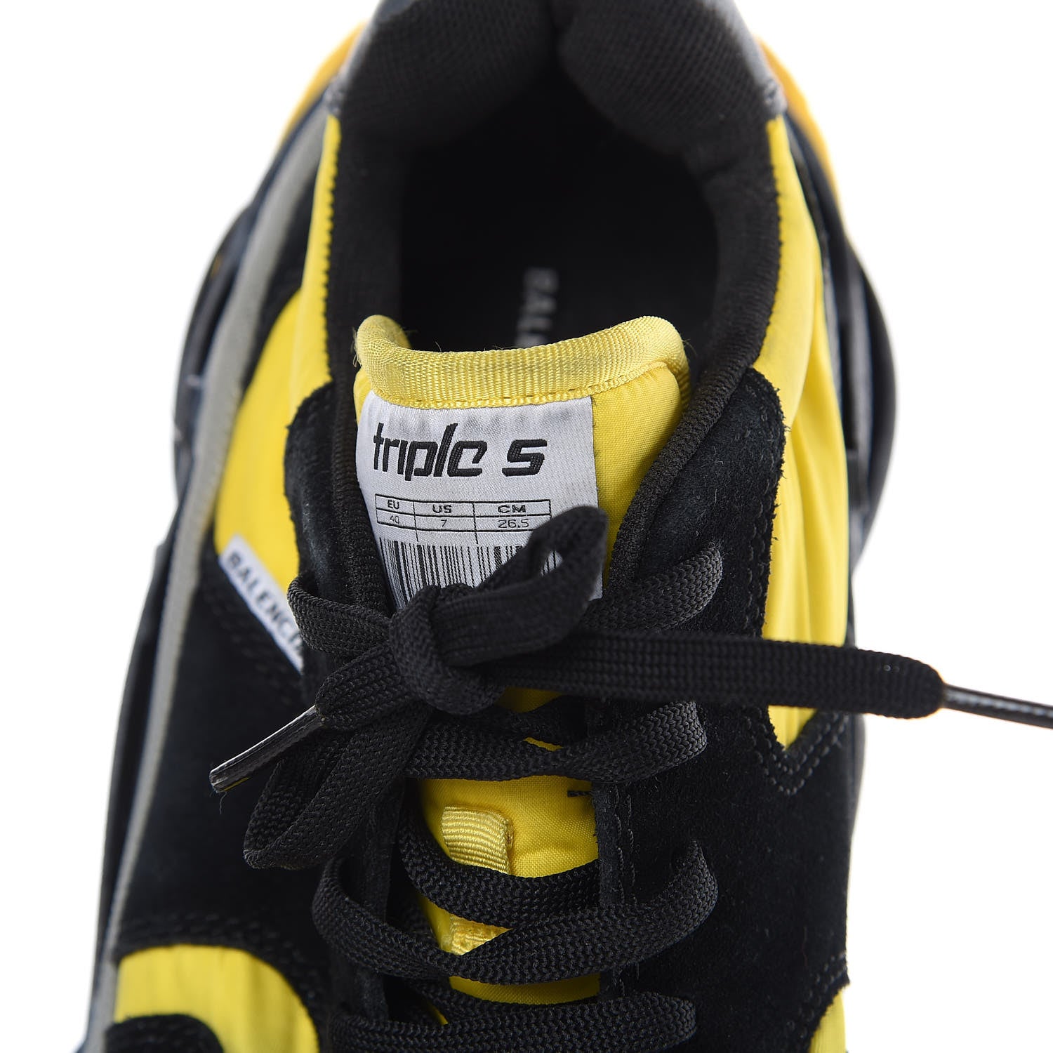 Balenciaga Nylon Suede Mens Triple S 2.0 Sneakers 40 Black Jaune Gris 9 of 9