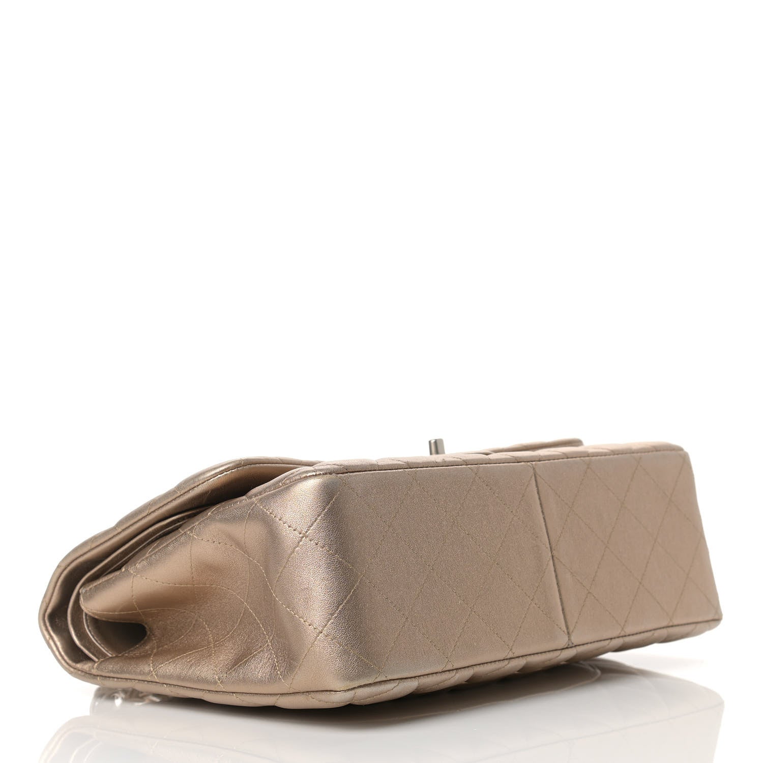Chanel Metallic Lambskin Quilted Jumbo Double Flap Gold 3 of 17