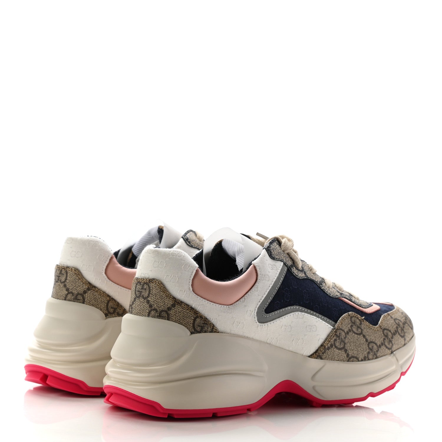 Gucci GG Supreme Monogram Mix Monogram Womens Rhyton Sneakers 36 London Blue Beige Pale Pink 4 of 7