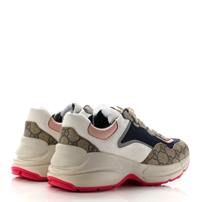 Gucci GG Supreme Monogram Mix Monogram Womens Rhyton Sneakers 36 London Blue Beige Pale Pink 4 of 7
