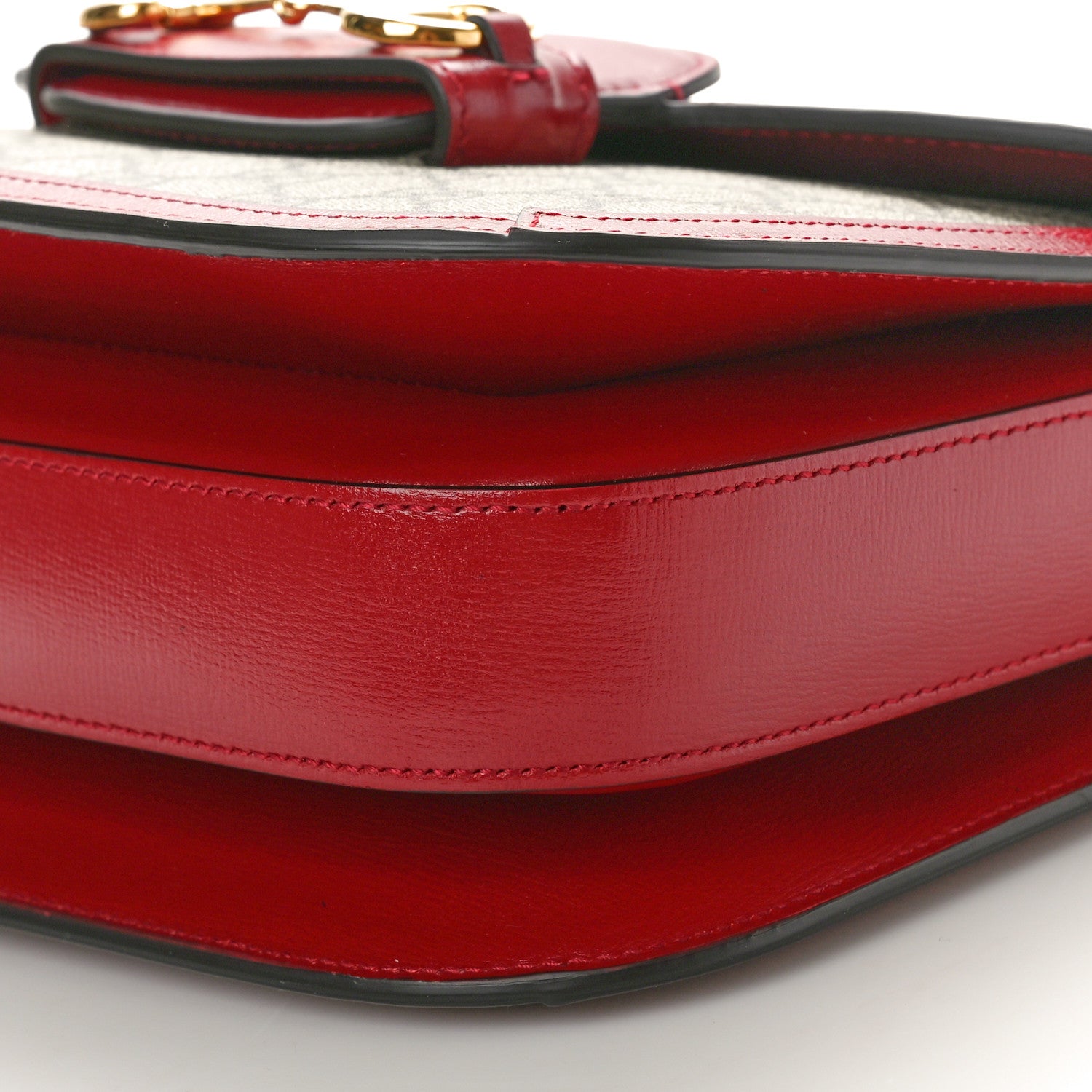Gucci GG Supreme Monogram Azalea Calfskin Horsebit 1955 Shoulder Bag Beige Ebony New Cherry Red 10 of 10