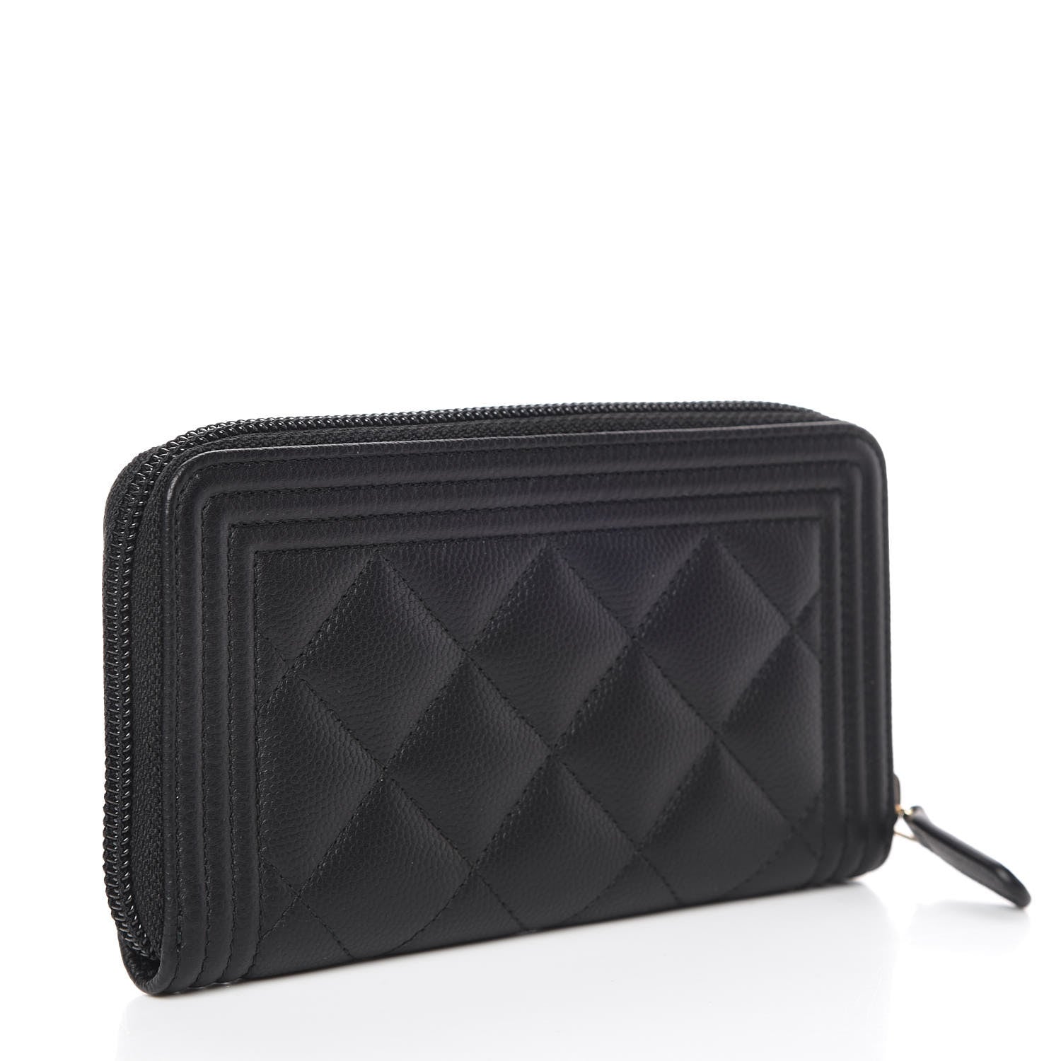 Chanel Caviar Quilted Small Boy Zip Around Wallet Black 3 of 10