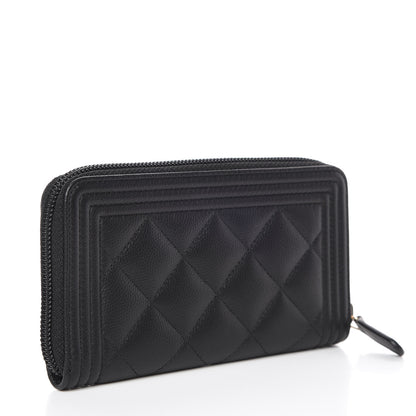 Chanel Caviar Quilted Small Boy Zip Around Wallet Black 3 of 10