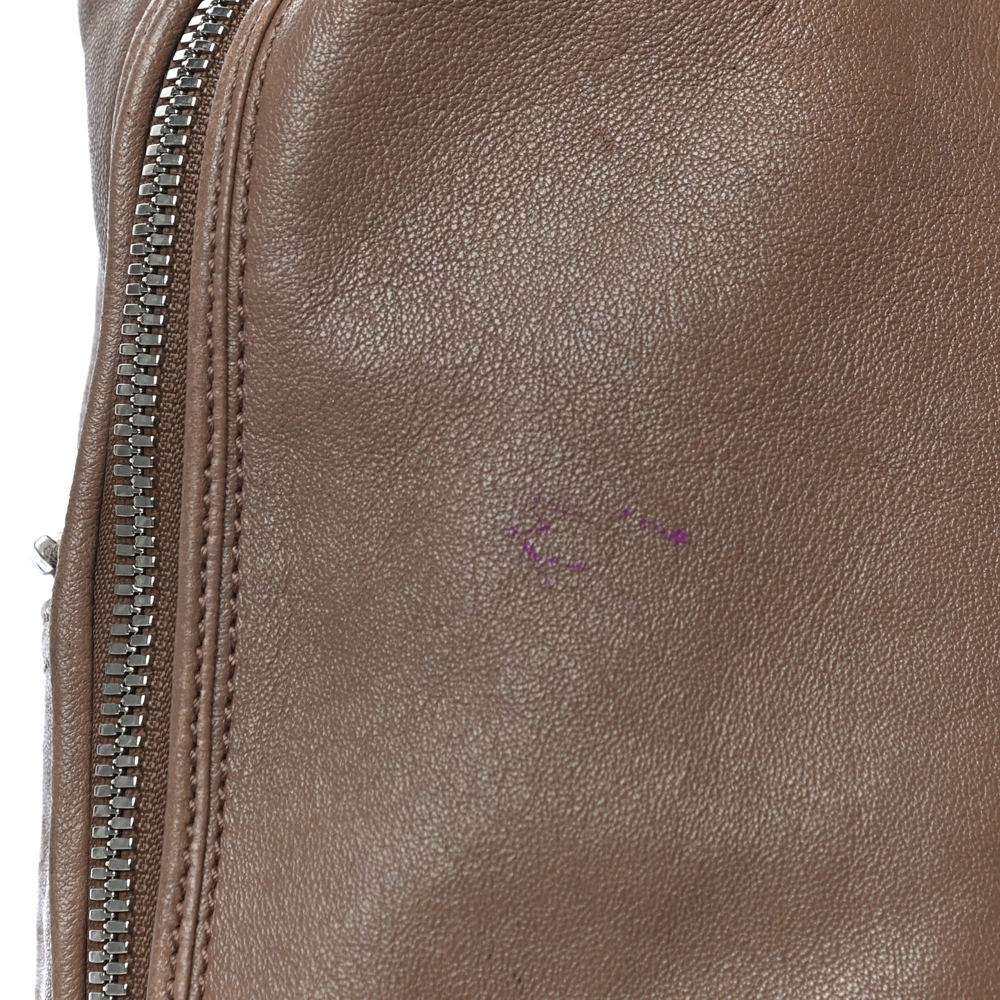 Sheepskin Zipper Satchel Beige