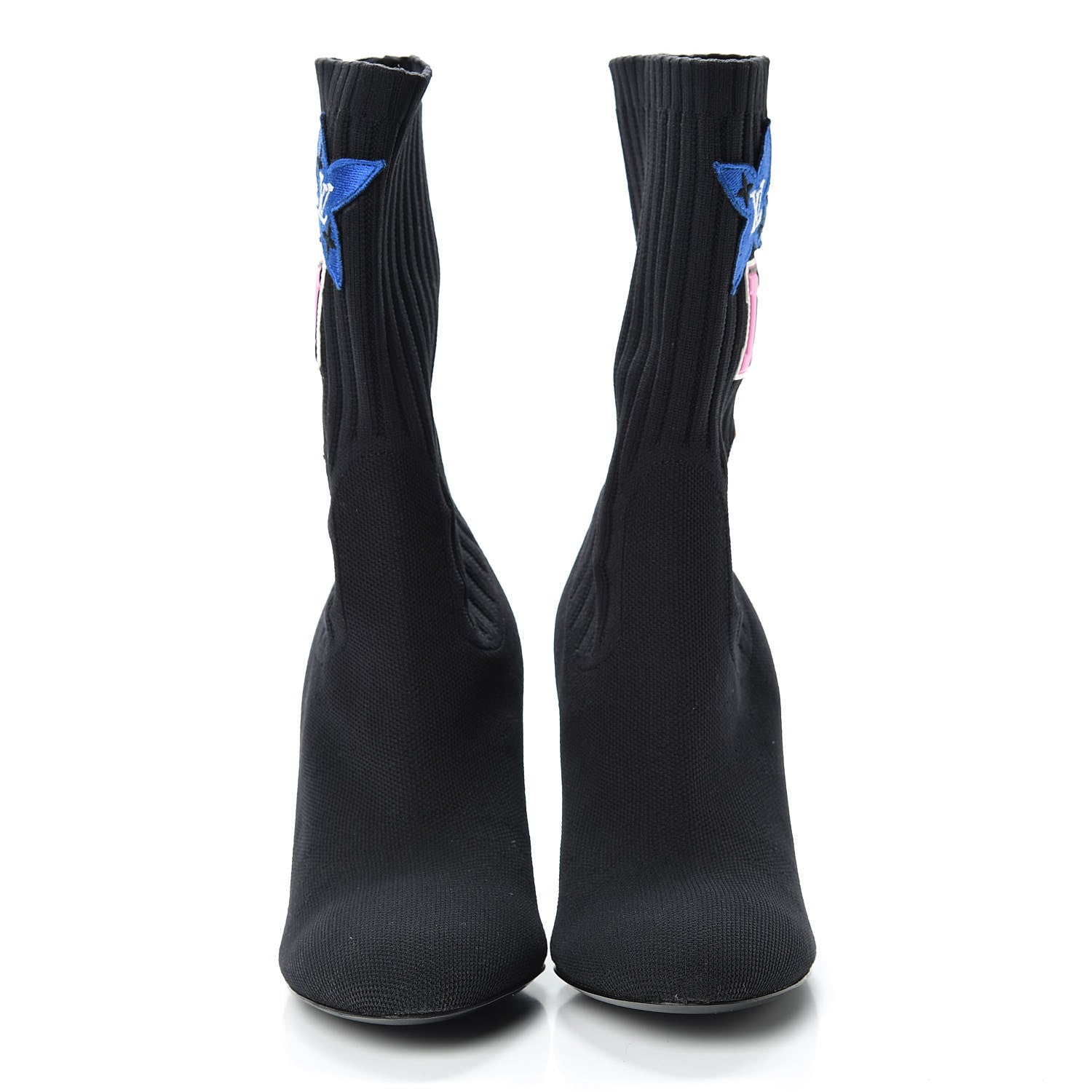 Louis Vuitton Stretch Fabric LV Black Heart Sock Ankle Boots 36 Black 3 of 7