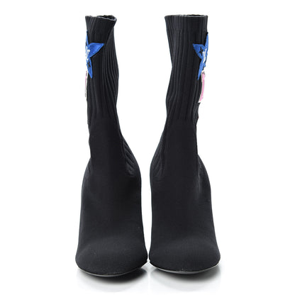 Louis Vuitton Stretch Fabric LV Black Heart Sock Ankle Boots 36 Black 3 of 7