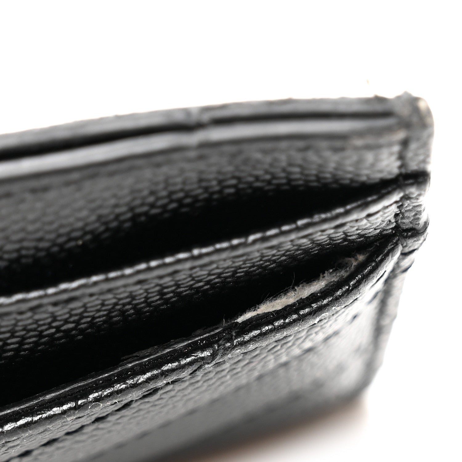 Saint Laurent Grain De Poudre Matelasse Chevron Monogram Credit Card Case Black 7 of 7