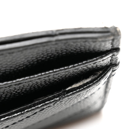 Saint Laurent Grain De Poudre Matelasse Chevron Monogram Credit Card Case Black 7 of 7