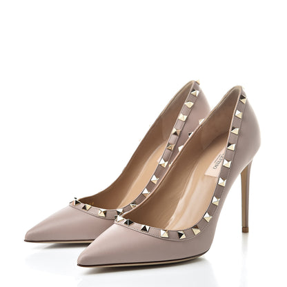 Valentino Garavani Calfskin Nappa Rockstud 100mm Pumps 40 Poudre 3 of 8
