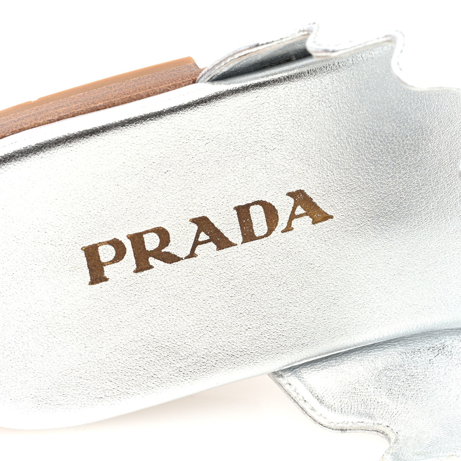 Prada Metallic Goatskin Scalloped Slide Sandals 36 Argento 7 of 8