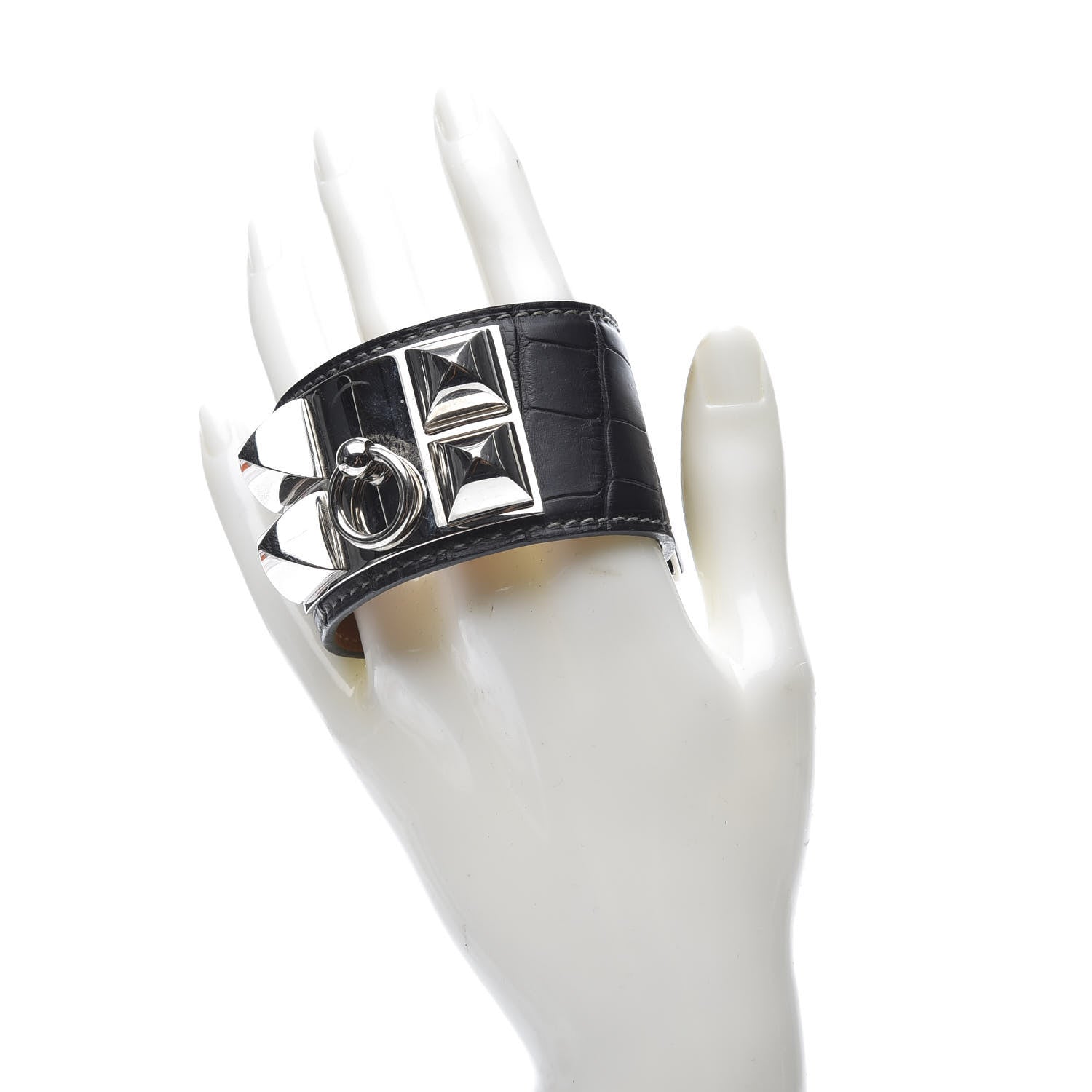 Hermes Matte Alligator Collier De Chien CDC Bracelet S Graphite 2 of 8