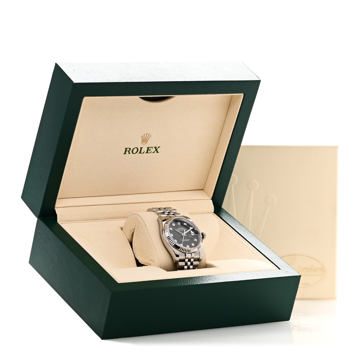 Rolex Stainless Steel 18K White Gold Diamond 36mm Oyster Perpetual Datejust Watch Black 116234 5 of 5