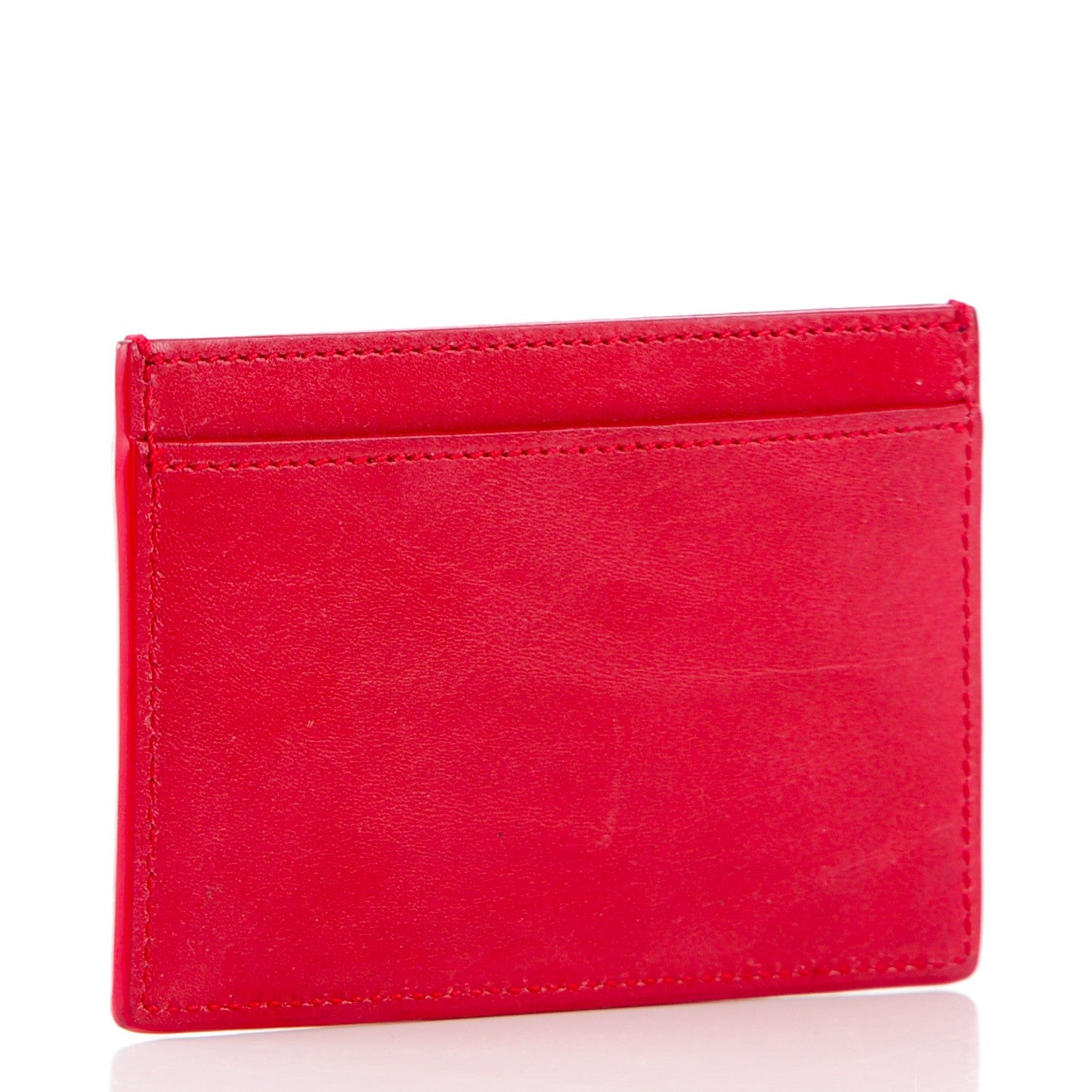 Saint Laurent Calfskin Credit Card Case Red 3 of 9