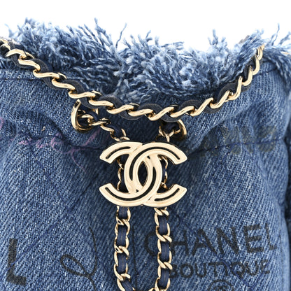 Chanel Denim Quilted Mood Mini Bucket With Chain Blue Multicolor 12 of 13