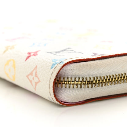 Louis Vuitton Monogram Multicolor Zippy Coin Purse Wallet White Litchi 9 of 10